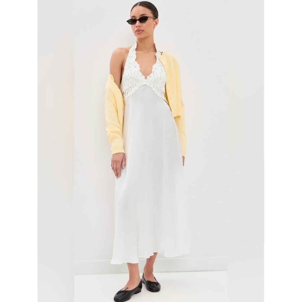 Petal Party Midi slip dress NWOT clean ivory